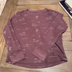 Purple Long Sleeve Shirt with Horse and Cactus Print